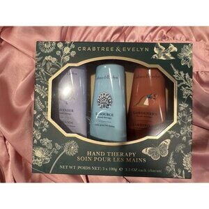 CRABTREE & EVELYN HAND THERAPY SET GARDENERS/LA SOURCE/LAVENDER & VERBENA 3.05OZ